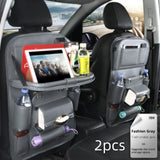 PU Leather Car Storage Bag Multifunction Seat Back Tray Hanging Bag Waterproof Car Organizer Automotive Interior Accessories