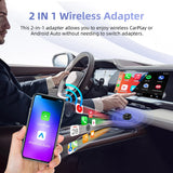 2In1 Mini Wireless Carplay Adapter Ultra Wireless Android Auto AI Smart Box Intelligent Systems for Wired Carplay Car