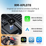 2In1 Mini Wireless Carplay Adapter Ultra Wireless Android Auto AI Smart Box Intelligent Systems for Wired Carplay Car