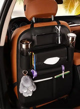 PU Leather Car Storage Bag Multifunction Seat Back Tray Hanging Bag Waterproof Car Organizer Automotive Interior Accessories