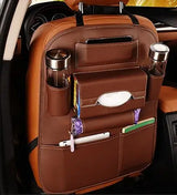 PU Leather Car Storage Bag Multifunction Seat Back Tray Hanging Bag Waterproof Car Organizer Automotive Interior Accessories