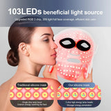 Silicone LED Mask With Neck 7 Colors LED Photon Infrared Therapy Facial Mask