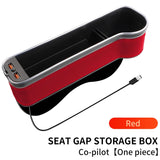 2 Pack Car Gap Filler Organizer with Charger Upgrade LED Seat Gap Organizer Box with Cup Holder Card Slot Larger Storage Space Reducing Item Loss