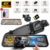 ESSGOO 10" Dash Cam 1920*1080P Car Dvr Touch Screen Video GPS WIFI AUX Recorder RearView Mirror Dashcam Camera Drive Recorder
