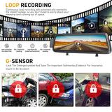 ESSGOO 10" Dash Cam 1920*1080P Car Dvr Touch Screen Video GPS WIFI AUX Recorder RearView Mirror Dashcam Camera Drive Recorder