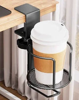 2 in 1 No Drill Desk Cup Holder Adjustable Upgraded Arm Clamp Stand