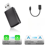 2In1 Mini Wireless Carplay Adapter Ultra Wireless Android Auto AI Smart Box Intelligent Systems for Wired Carplay Car
