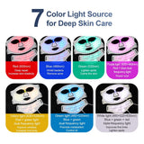 Silicone LED Mask With Neck 7 Colors LED Photon Infrared Therapy Facial Mask