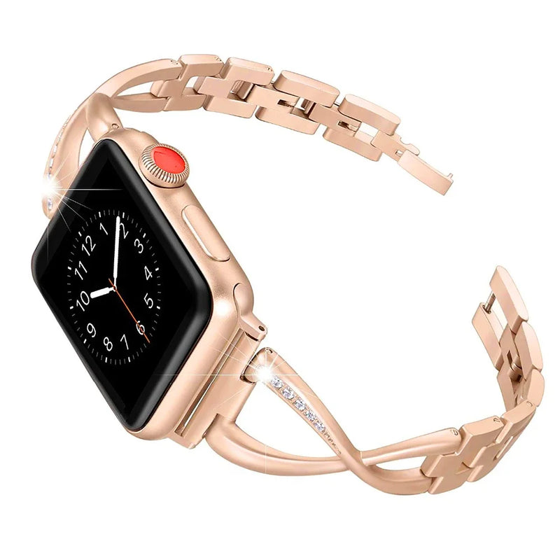 Apple Watch Band X-Type Stainless Steel with Diamonds