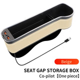 2 Pack Car Gap Filler Organizer with Charger Upgrade LED Seat Gap Organizer Box with Cup Holder Card Slot Larger Storage Space Reducing Item Loss