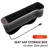 2 Pack Car Gap Filler Organizer with Charger Upgrade LED Seat Gap Organizer Box with Cup Holder Card Slot Larger Storage Space Reducing Item Loss
