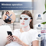 Silicone LED Mask With Neck 7 Colors LED Photon Infrared Therapy Facial Mask
