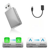 2In1 Mini Wireless Carplay Adapter Ultra Wireless Android Auto AI Smart Box Intelligent Systems for Wired Carplay Car