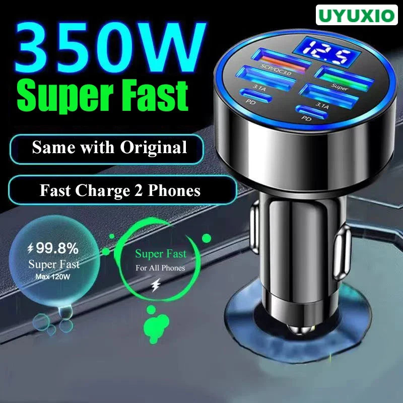 Tidesmit 60W PD 3.0 Dual Port Fast USB C Car Charger Wireless Charging Station