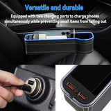 2 Pack Car Gap Filler Organizer with Charger Upgrade LED Seat Gap Organizer Box with Cup Holder Card Slot Larger Storage Space Reducing Item Loss